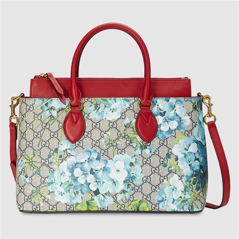 gucci tote bag blue flowers|gucci tote bag with zipper.